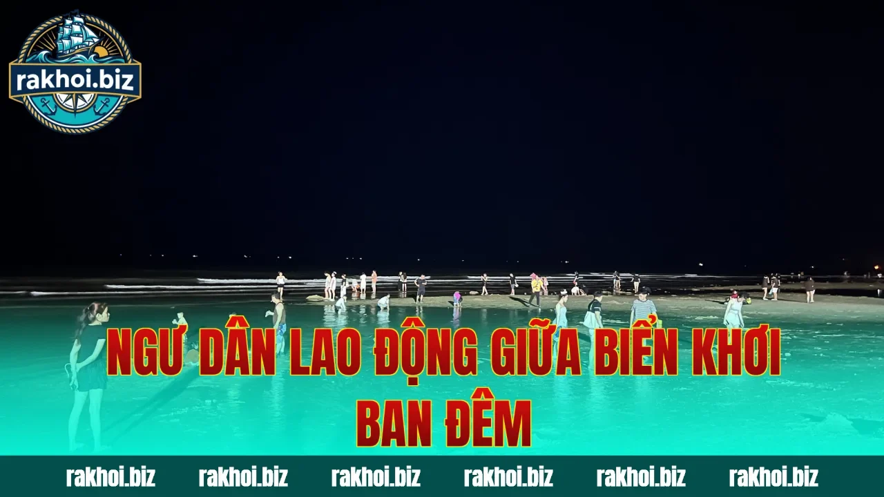 Ngư dân lao động giữa biển khơi ban đêm