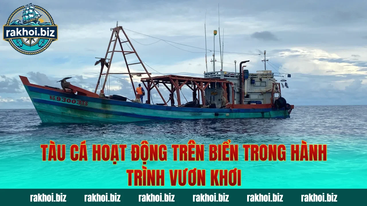 Tàu cá hoạt động trên biển trong hành trình vươn khơi